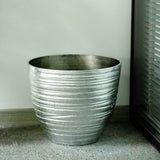 12inch Metallic Silver Finish Large Indoor Flower Plant Pot, Decorative Indoor/Outdoor Planter