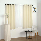 2 Pack | Handmade Ivory Faux Linen Curtains 52x64inches Curtain Panels With Chrome Grommets