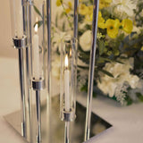 42inch Silver 8 Arm Cluster Taper Candle Holder With Clear Glass Shades, Large Candle Arrangement