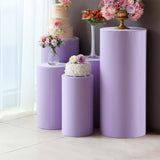 Set of 5 Lavender Cylinder Stretch Fitted Pedestal Pillar Prop Covers