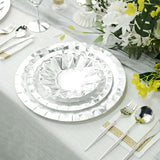 Metallic Silver Geometric Foil Paper Charger Plates, Disposable Serving Trays - 400 GSM