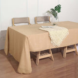 60"x126" Natural Rectangular Tablecloth, Linen Table Cloth With Slubby Textured, Wrinkle Resistant