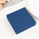 20 Pack | Navy Blue Soft Linen-Feel Airlaid Paper Cocktail Napkins, Highly Absorbent Disposable