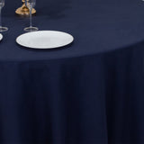 120inch Navy Blue Cotton Blend Round Tablecloth Seamless for 5 Foot Table