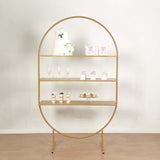 6.5ft 3-Tier Gold Metal Arch Cake Display Stand, Floor Standing Oval Cupcake Dessert Stand