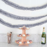 3 Rolls | 28ft Silver Ruffled Tissue Paper Party Streamers, Crepe Paper Backdrop Decorations