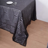 90inch x 132inch Black Seamless Diamond Sequin Rectangular Tablecloth