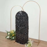 5ft Sparkly Black Double Sided Big Payette Sequin Chiara Backdrop Stand Cover For Fitted Round Top