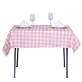 54"x54" White Rose Quartz Buffalo Plaid Square Tablecloth, Checkered Gingham Polyester Tablecloth