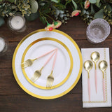 24 Pack | 6inch Gold / Rose Gold Premium Disposable Fork / Spoon Silverware Set