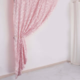 8ftx8ft Blush Satin Rosette Event Curtain Drapes, Backdrop Event Panel