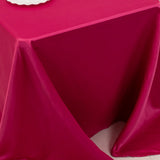 90x132inch Fuchsia Seamless Lamour Satin Rectangle Tablecloth for 6 Foot Table