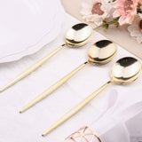 Glossy Gold Heavy Duty Plastic Silverware Spoons Cutlery, Premium Disposable Sleek Flatware