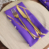 5 Pack | Purple With Geometric Gold Foil Cloth Polyester Dinner Napkins | 20x20inch