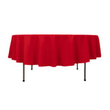 Red Seamless Cotton Linen Blend Round Tablecloth - 90inch