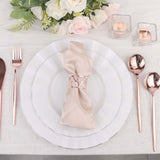 Glossy Blush/Rose Gold Heavy Duty Plastic Silverware Spoons, Premium Disposable Flatware Cutlery