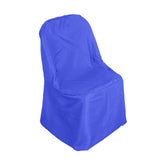 10 Pack Royal Blue Polyester Folding Chair Covers, Reusable Stain Resistant Slip On Chair Covers