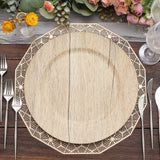 6 Pack | 13inch Natural Rustic Faux Wood Plastic Charger Plates