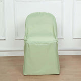 Sage Green Polyester Folding Chair Cover, Reusable Stain Resistant Slip On Chair Cover