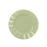 10 Pack 11inch Sage Green Disposable Dinner Plates With Gold Ruffled Rim, Round Plastic