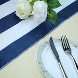 12" x 108" | Navy & White | Stripe Satin Table Runners