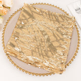 Champagne Wave Embroidered Sequin Mesh Dinner Napkin, Reusable Decorative Napkin