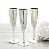 6 Pack | Silver 5oz Plastic Champagne Flutes, Disposable Glasses For Champagne