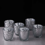 Metallic Silver Mercury Glass Votive Candle Holders, Tealight Candle Holders - Geometric Designs