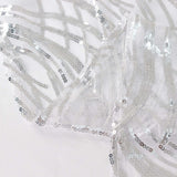 120inch Silver Wave Mesh Round Tablecloth With Embroidered Sequins