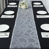 12x108inch Sparkly Silver Leaf Vine Sequin Tulle Table Runner