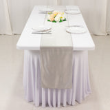 Shimmer Silver Premium Scuba Polyester Table Runner, Wrinkle Free Table Linen