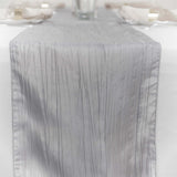 12inch x 108inch Accordion Crinkle Taffeta Table Runner - Silver