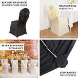 Ivory Ruched Swag Back Spandex Fitted Banquet Chair Cover With Foot Pockets