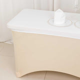 White Stretch Spandex Rectangle Tablecloth Top Cover 4ft Wrinkle Free Fitted Cover for 48"x30" Table