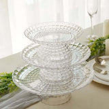 Set of 3 | Clear Pressed Contemporary Design Plastic Cake Stands With Bowl Base