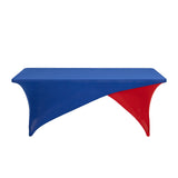 Royal Blue Red Cross Over Stretch Spandex Table Cover 6ft Rectangular Fitted Tablecloth