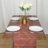 9ft Cinnamon Rose With Gold Foil Geometric Pattern Table Runner