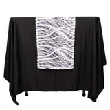 12x108inch White Black Wave Mesh Table Runner With Embroidered Sequins