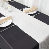  Accordion Crinkle Taffeta Table Runner - White