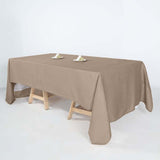 60"x126" Taupe Rectangular Tablecloth, Linen Table Cloth With Slubby Textured, Wrinkle Resistant