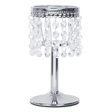 Silver Crystal Beaded Chandelier Votive Pillar Candle Holder, Metal Tealight Candle Stand#whtbkgd