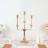 20inch Gold Metal 3-Arm Taper Candle Stick Candelabra, Candle Holder Stand Wedding Centerpiece