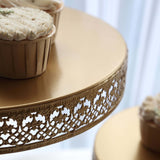 3-Tier Gold Metal Cake Stand with Hollow Lace Design, Cupcake Tower Dessert Display Stand