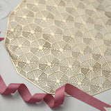 6 Pack Gold Vinyl Placemats, Geometric Woven Non-Slip Dining Table Mats 15"