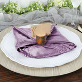 5 Pack | Violet Amethyst Accordion Crinkle Taffeta Dinner Napkins | 20x20Inch