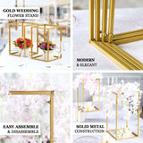 48inch Matte Gold Wedding Flower Stand - Metal Vase Column Stand - Geometric Centerpiece Vase