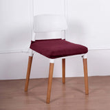 Velvet Dining Chair Seat Cover, Stretch Fitted Seat Cushion Slipcover With Ties - Burgundy