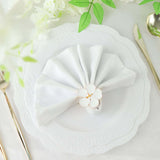 4 Pack | White & Gold Metal Flower Napkin Rings, Floral Serviette Buckle Napkin Holder Set