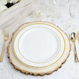 10 Pack | 10inch Très Chic Gold Rim White Disposable Dinner Plates, Plastic Party Plates