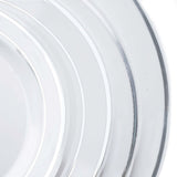 10 Pack | 10inch Très Chic Silver Rim White Disposable Dinner Plates, Plastic Party Plates#whtbkgd